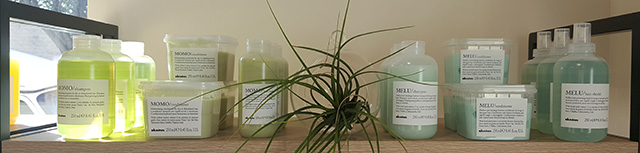 An image of a shelf of Davines hair products.