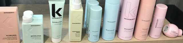 An image of a shelf of Kevin Murphy hair products.